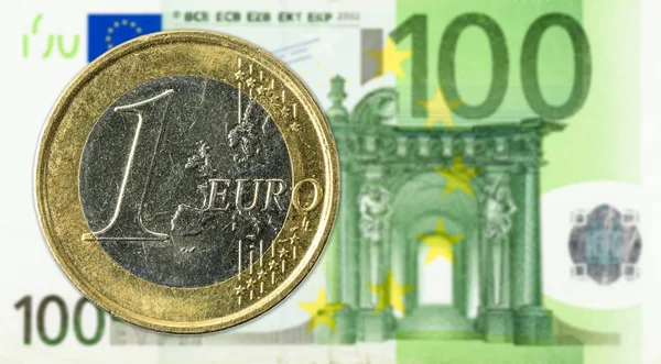 Monedas Euro Frente Anverso 100 Euros — Foto de Stock