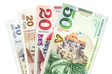 Gürcü lari banka notları arka plan yığını