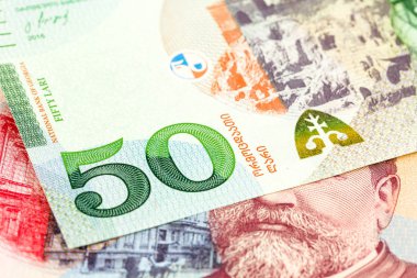 Gürcü lari banka notları arka plan yığını