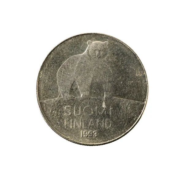 Moneda Finlandesa Penni 1993 Inversa Aislada Sobre Fondo Blanco — Foto de Stock