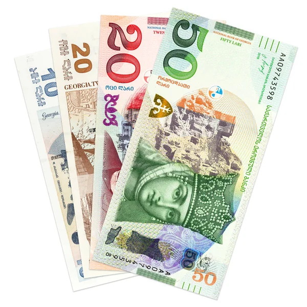 stock image heap of georgian lari bank notes background