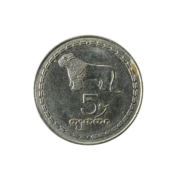 Gruzínské Tetri Mince 1993 Líci Izolovaných Bílém Pozadí — Stock fotografie