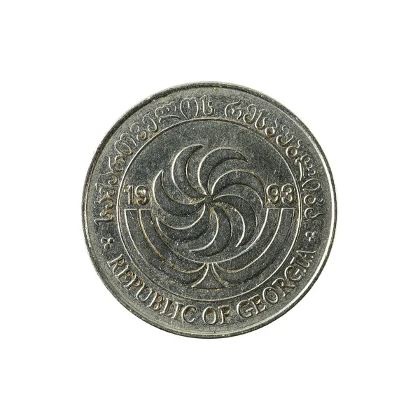 Monedă Georgiană Tetri 1993 Inversă Izolată Fundal Alb — Fotografie, imagine de stoc