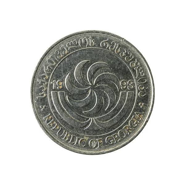 Gruzínské Tetri Mince 1993 Naopak Izolované Bílém Pozadí — Stock fotografie