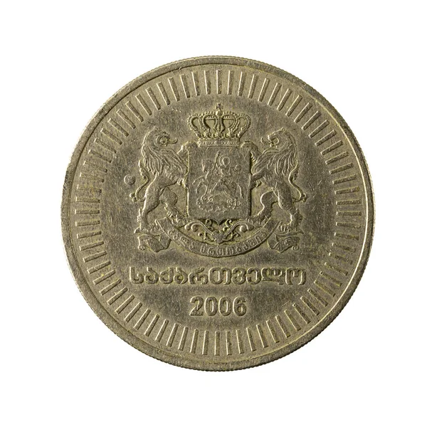 Gruzínské Tetri Mince 2006 Naopak Izolované Bílém Pozadí — Stock fotografie