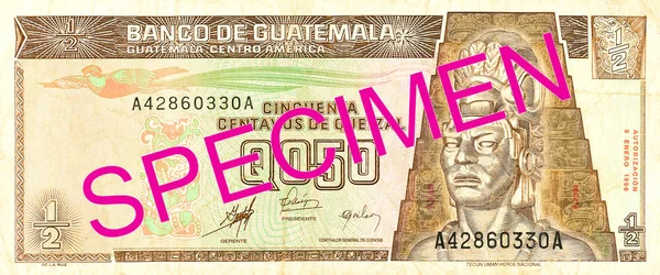 Guatemalai Quetzal Bankjegy Előlapon — Stock Fotó