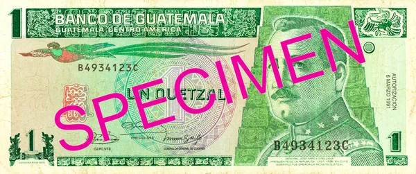 Guatemalteekse Quetzal Bankbiljet Voorzijde — Stockfoto