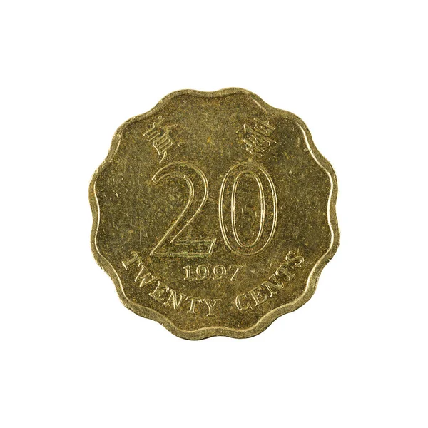 Hong Kong Cent Munt 1997 Voorzijde Geïsoleerd Witte Achtergrond — Stockfoto