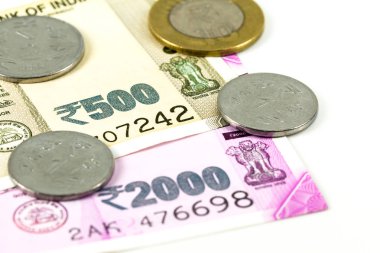 bazı yeni Hint Rupisi banka notları jetonlu Close-up