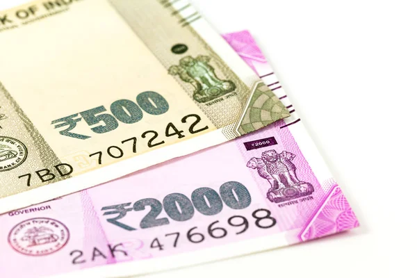 Zbliżenie Niektórych Nowych Indyjski Rupia Banknoty — Zdjęcie stockowe