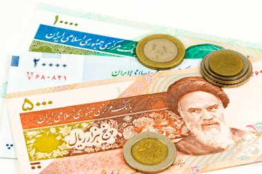 Bazı İran Riyali banka banknot ve madeni paraların
