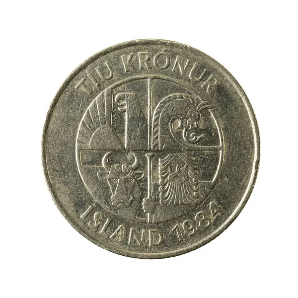 Icelandic Krona Coin 1984 Reverse Isolated White Background — Stock Photo, Image
