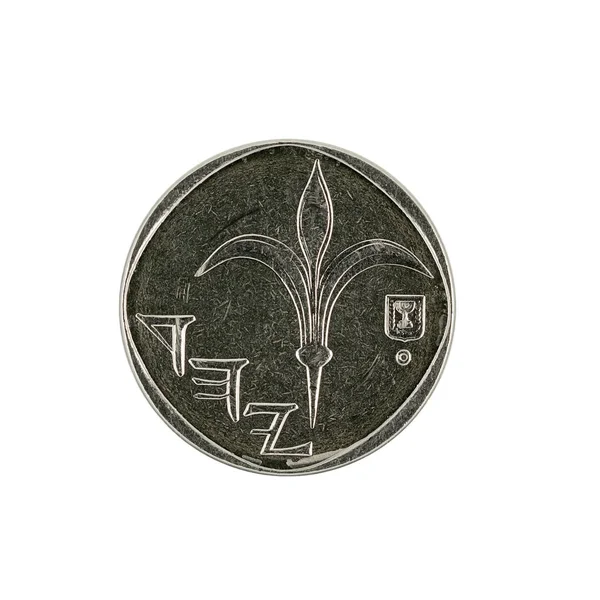 Una Nueva Moneda Shekel Israelí Aislada Sobre Fondo Blanco —  Fotos de Stock