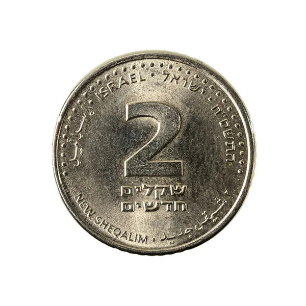 Neue Israelische Schekel Münze Vorderseite Isoliert Auf Weißem Hintergrund — Stockfoto