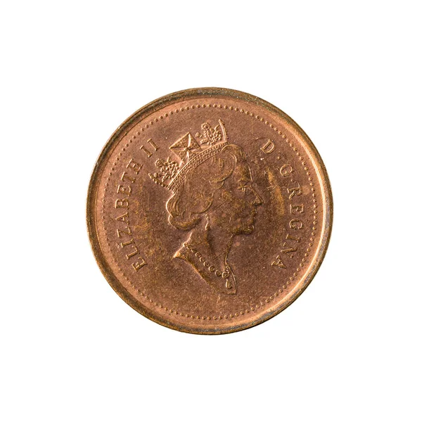 Kanadský Cent Mince 1998 Naopak Izolované Bílém Pozadí — Stock fotografie