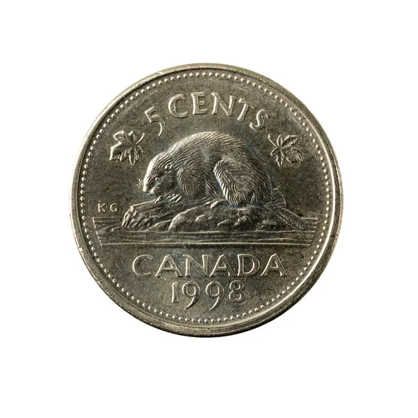 Canadian Cent Coin 1998 Obverse Isolated White Background — Stock Photo, Image