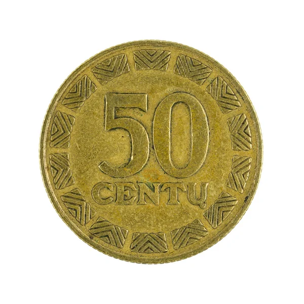Litouwse Centu Coin 1997 Geïsoleerd Witte Achtergrond — Stockfoto