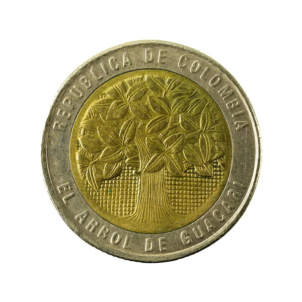 500 Kolumbijské Peso Mince 2003 Naopak Izolované Bílém Pozadí — Stock fotografie