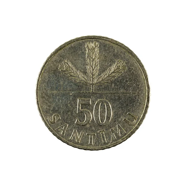 Letse Santimu Coin 1992 Geïsoleerd Witte Achtergrond — Stockfoto
