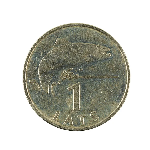 Una Moneda Lats Letón 1992 Aislada Sobre Fondo Blanco —  Fotos de Stock