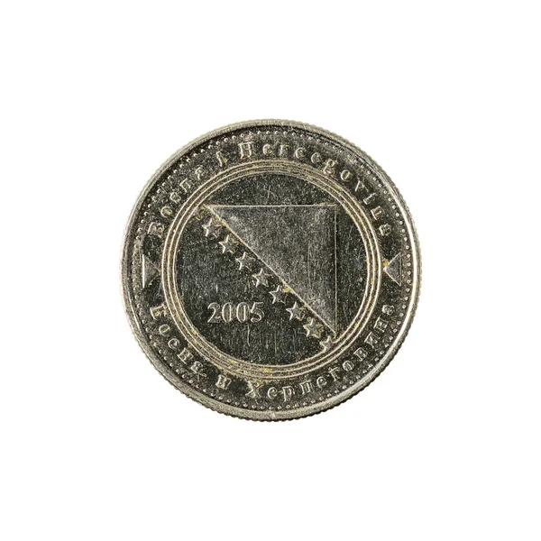 Bosnien Och Hercegovina Konvertibla Fening Mynt 2005 Omvänd Isolerad Vit — Stockfoto