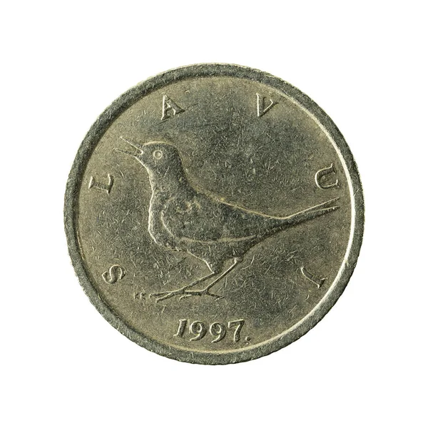 Kroatische Kuna Coin 1997 Omgekeerde Geïsoleerd Witte Achtergrond — Stockfoto