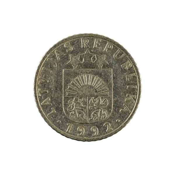 Letse Santimu Coin 1992 Geïsoleerd Witte Achtergrond — Stockfoto