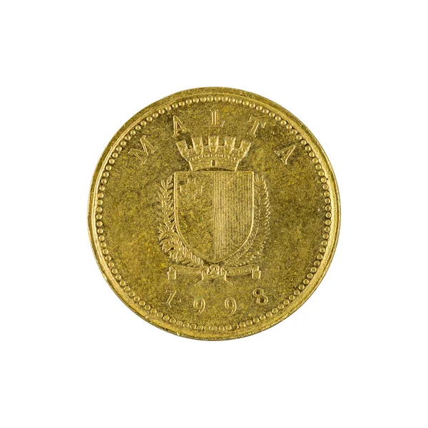 Одна Мальтійська Центова Монета 1998 Ізольована Білому Тлі — стокове фото