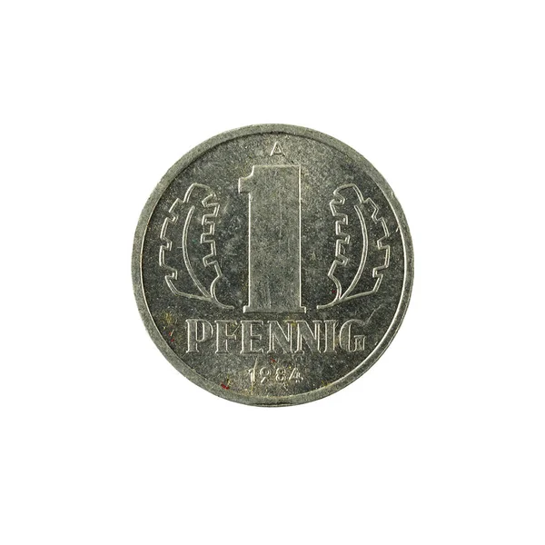 Historische Oost Duitse Pfennig Coin 1984 Voorzijde Geïsoleerd Witte Achtergrond — Stockfoto