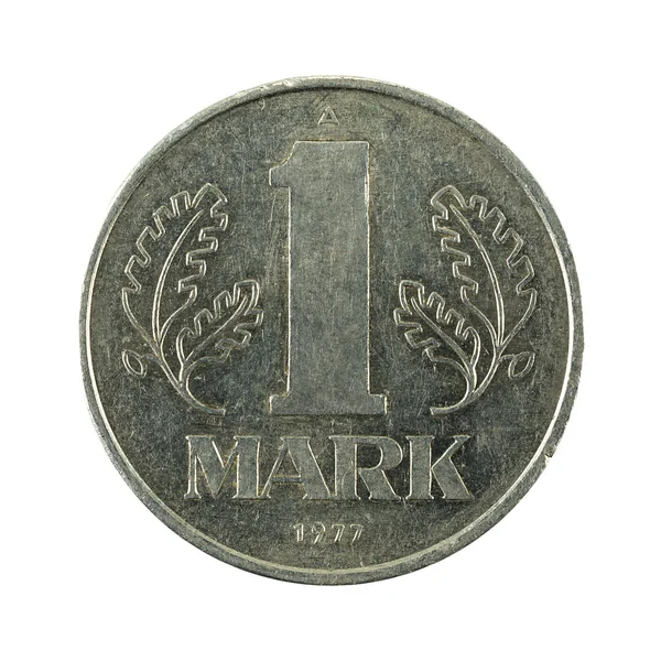Historische Oost Duitse Mark Coin 1977 Voorzijde Geïsoleerd Witte Achtergrond — Stockfoto
