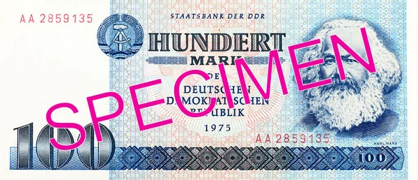 Histórico Billete Banco 100 Marcos Del Este Alemania 1975 —  Fotos de Stock