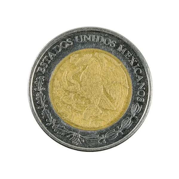 Una Moneda Peso Mexicano 2002 Aislada Sobre Fondo Blanco —  Fotos de Stock