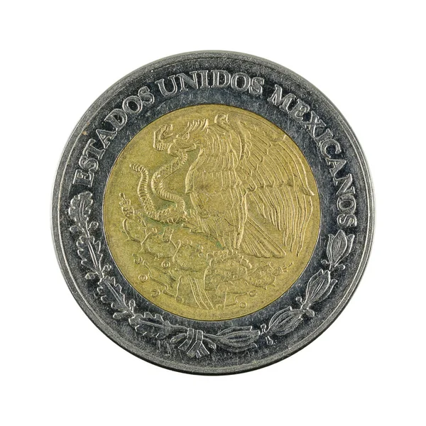 Zwei Mexikanische Peso Münzen 2004 Isoliert Auf Weißem Hintergrund — Stockfoto