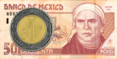 1 mexigan Pezosu para 50 Meksika Pezosu banknot karşı