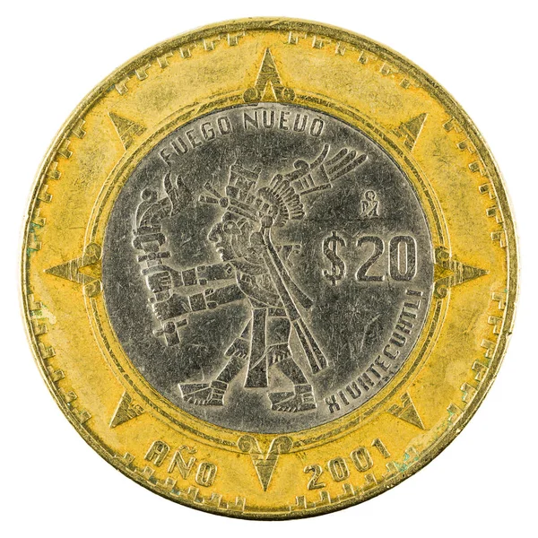 Mexicaanse Peso Munt 2001 Geïsoleerd Witte Achtergrond — Stockfoto