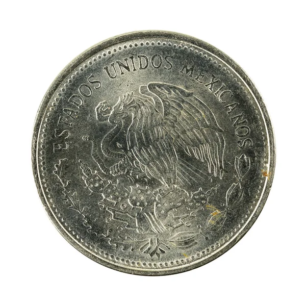 Moneda Peso Mexicano 1986 Inversa Aislada Sobre Fondo Blanco —  Fotos de Stock
