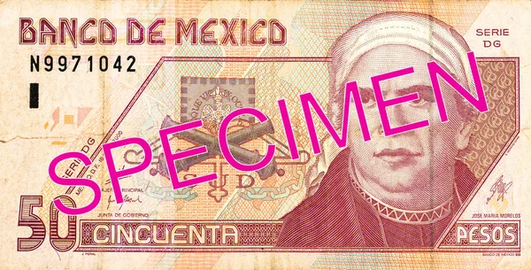 Εμπρόσθια Όψη Του Τραπεζογραμματίου Πέσο Μεξικού — Φωτογραφία Αρχείου