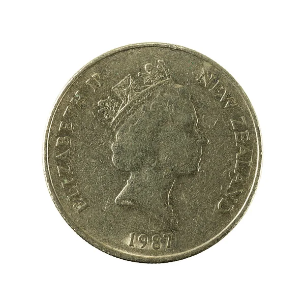 Nieuw Zeeland Cent Munt 1987 Voorzijde Geïsoleerd Witte Achtergrond — Stockfoto
