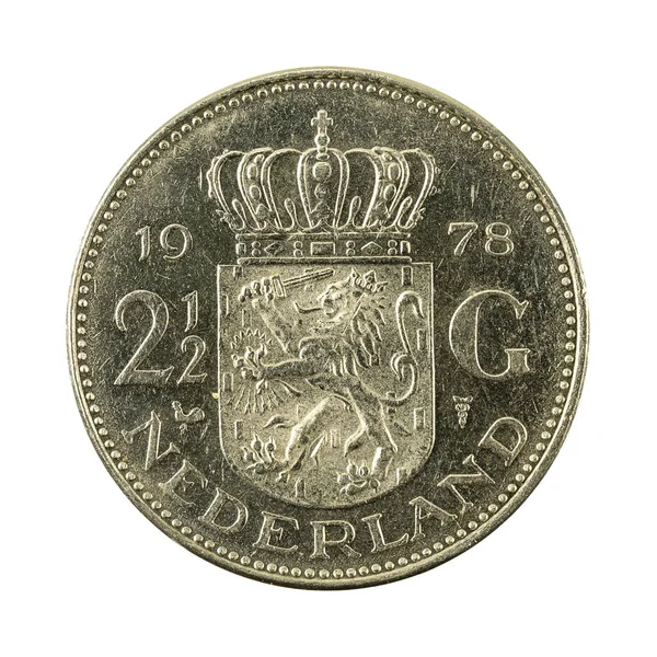 Moneta Fiorini Olandese 1978 Dritto Isolato Sfondo Bianco — Foto Stock