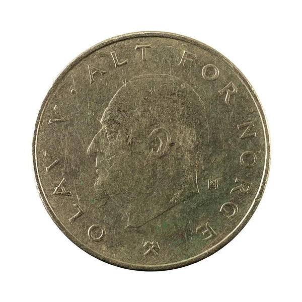 Noorse Kroon Coin 1982 Omgekeerde Geïsoleerd Witte Achtergrond — Stockfoto