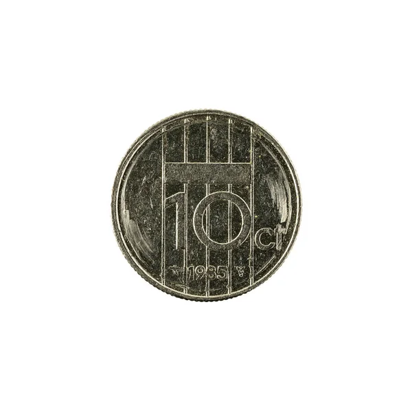 Moneda Céntimos Holandés 1985 Aislada Sobre Fondo Blanco —  Fotos de Stock