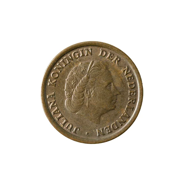 Голчаста Центова Монета 1957 Зворотна Ізольована Білому Тлі — стокове фото