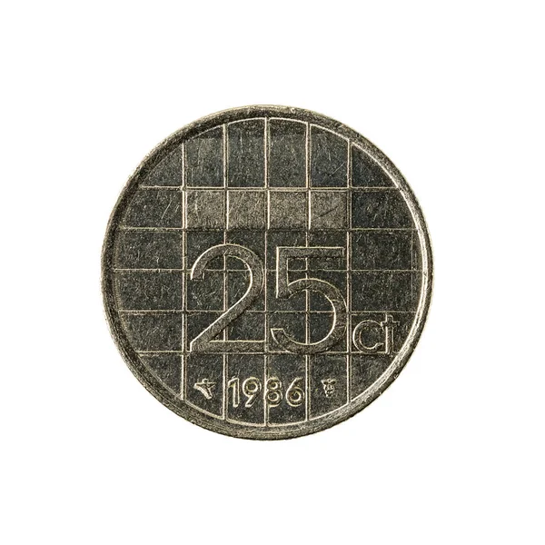 Moneda Céntimos Holandés 1986 Anverso Aislado Sobre Fondo Blanco —  Fotos de Stock