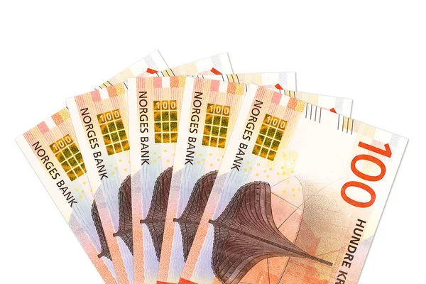 Alguns Novos 100 Norwegian Krone Anverso Nota Banco — Fotografia de Stock
