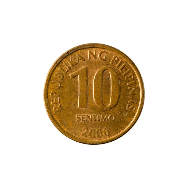 Philippine Sentimo Coin 2006 Anverso Aislado Sobre Fondo Blanco —  Fotos de Stock