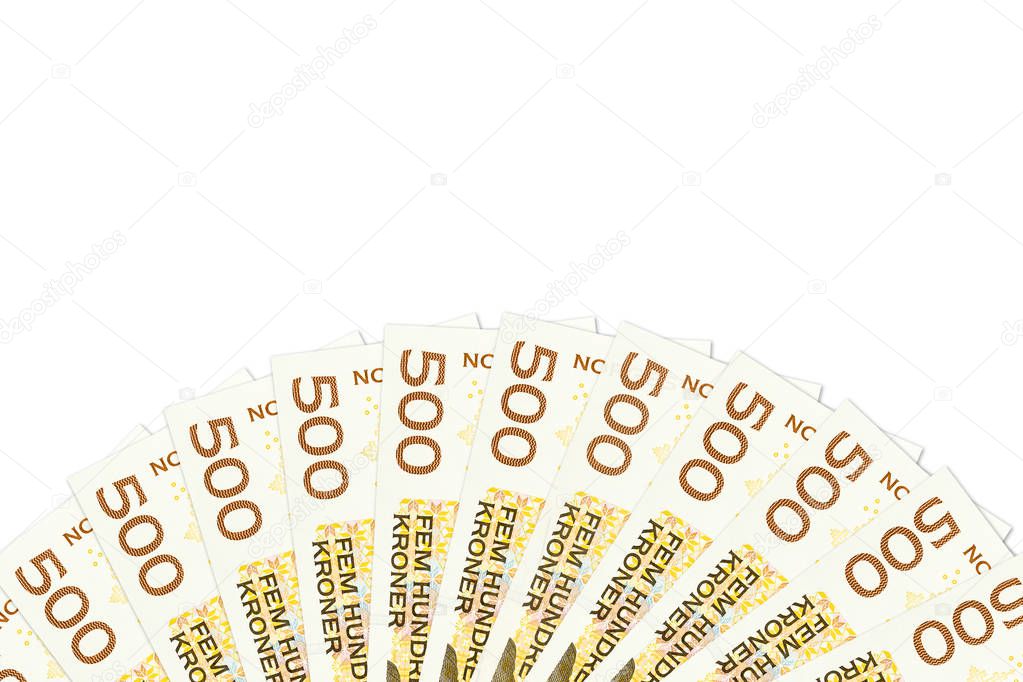 some 500 norwegian krone banknote with copy space