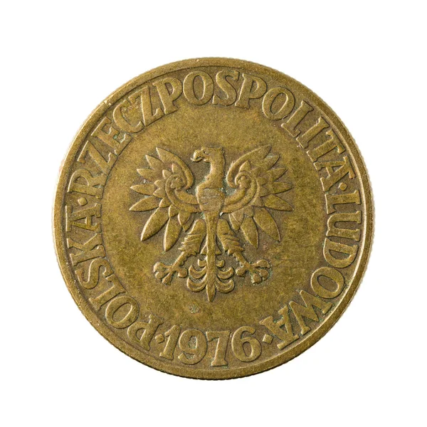 Polský Zlotý Mince 1976 Izolované Bílém Pozadí — Stock fotografie