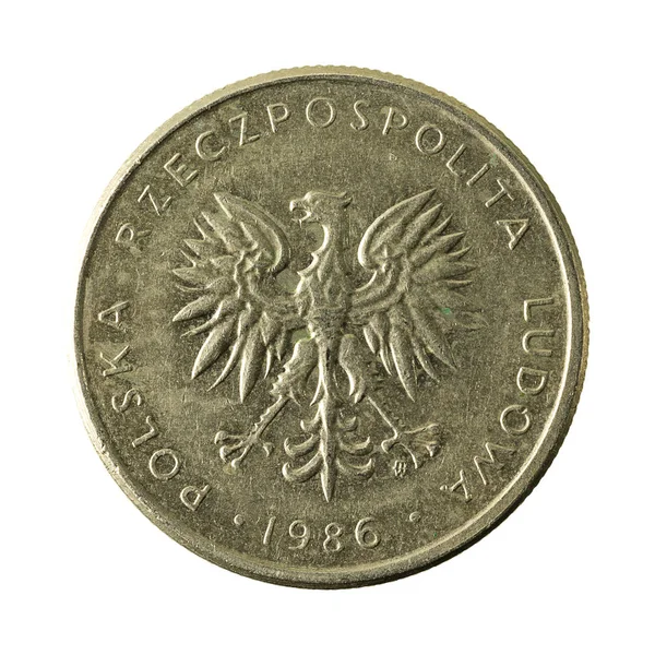 ポーランド ズウォティ 1986 逆白い背景で隔離のコインします — ストック写真
