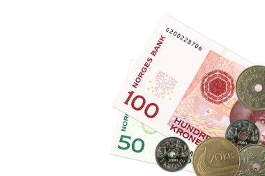 iki Norveç Kronu banka banknot ve madeni paraların
