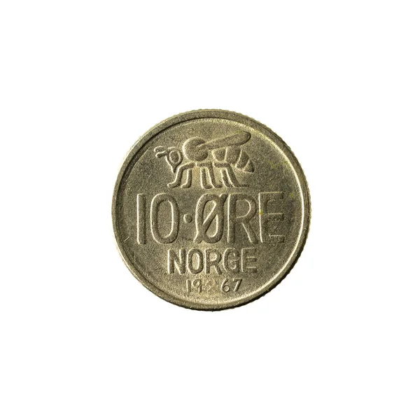 Moneda Noruega 1967 Anverso Aislado Sobre Fondo Blanco — Foto de Stock